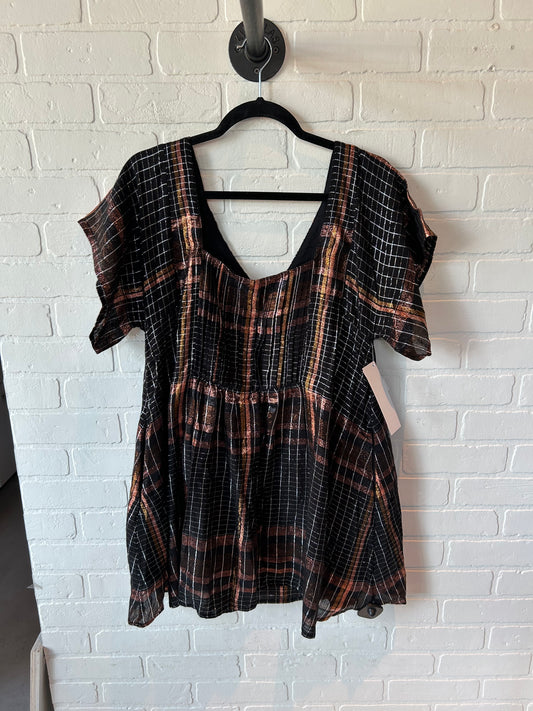 Tunic Short Sleeve By Free People In Black & Brown, Size: Xs