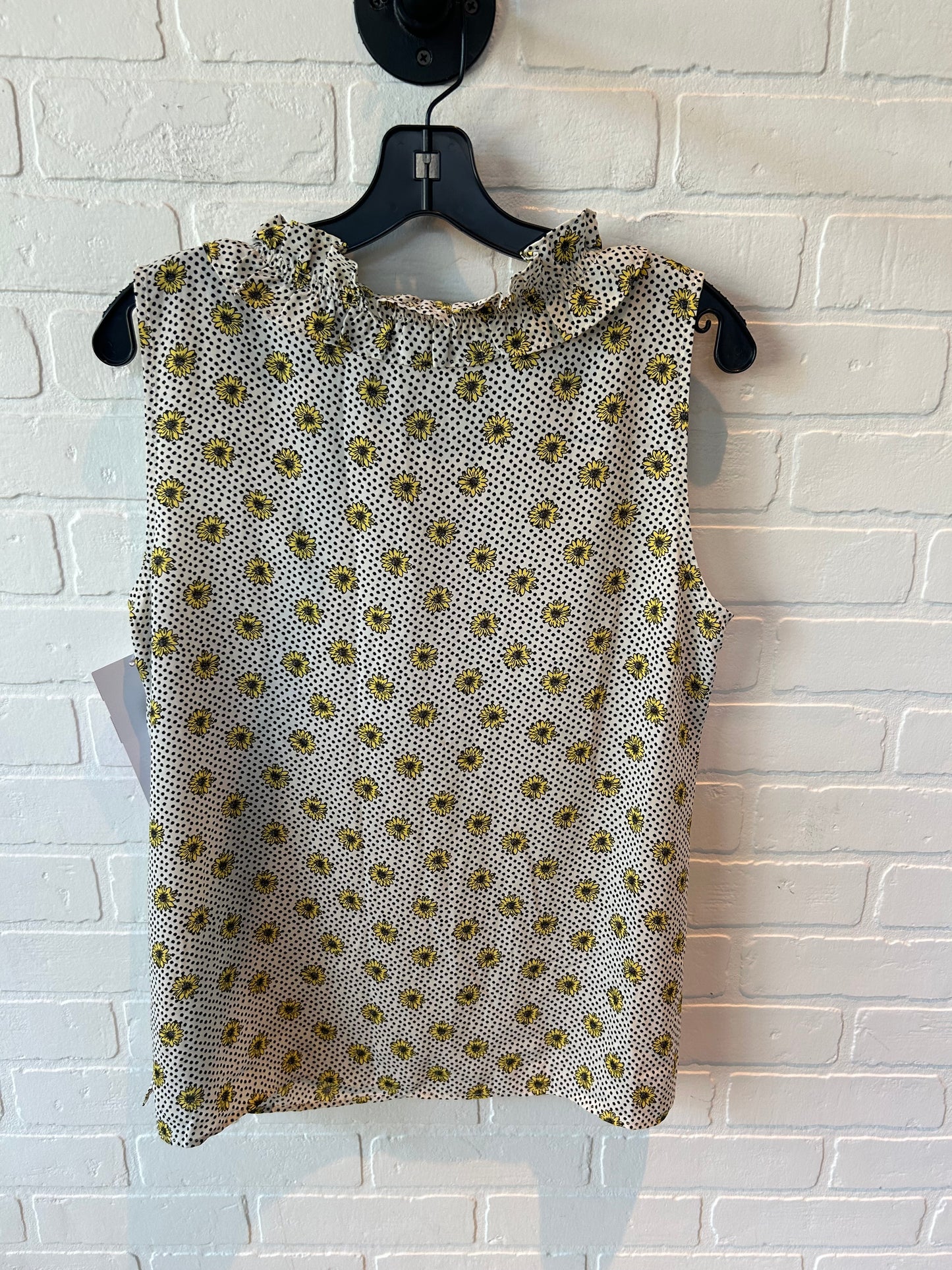 Top Sleeveless By Talbots In White & Yellow, Size: M