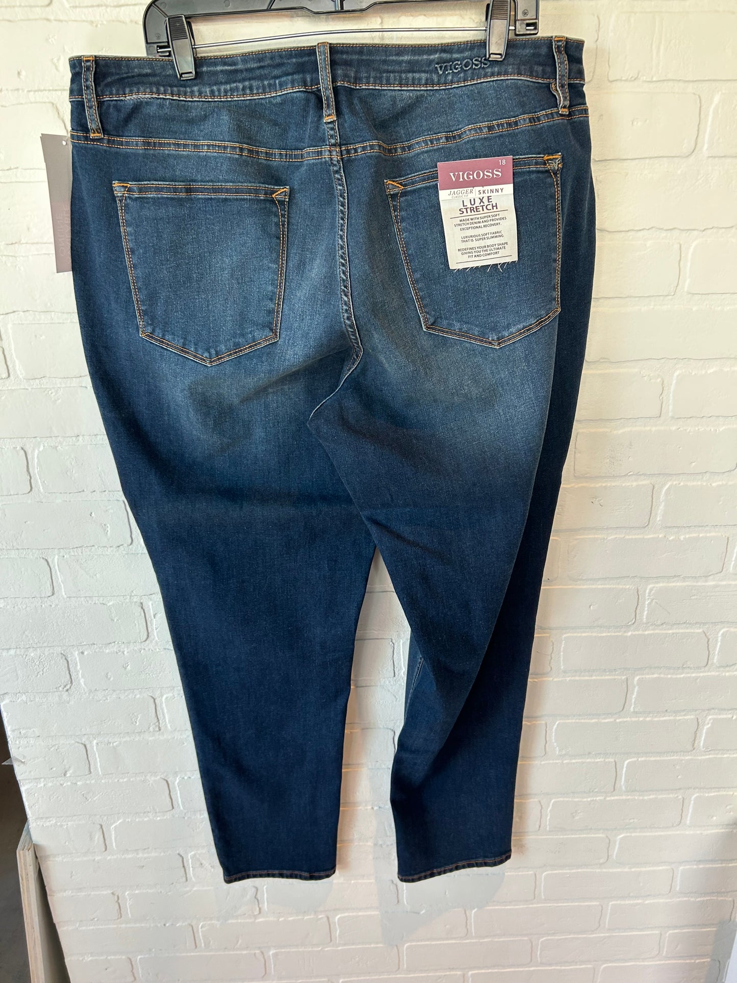 Jeans Skinny By Vigoss In Blue Denim, Size: 18