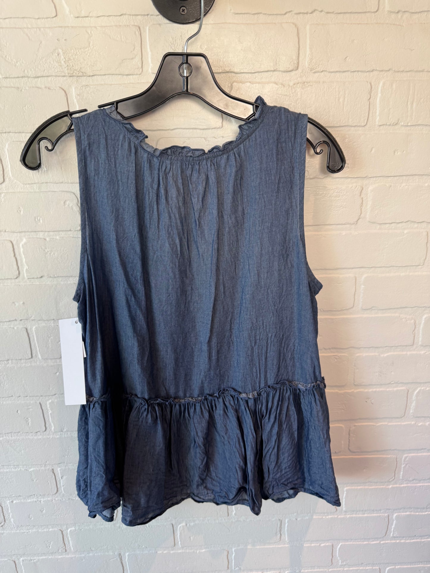 Top Sleeveless By Loft In Blue Denim, Size: M