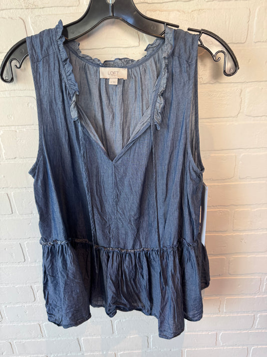 Top Sleeveless By Loft In Blue Denim, Size: M