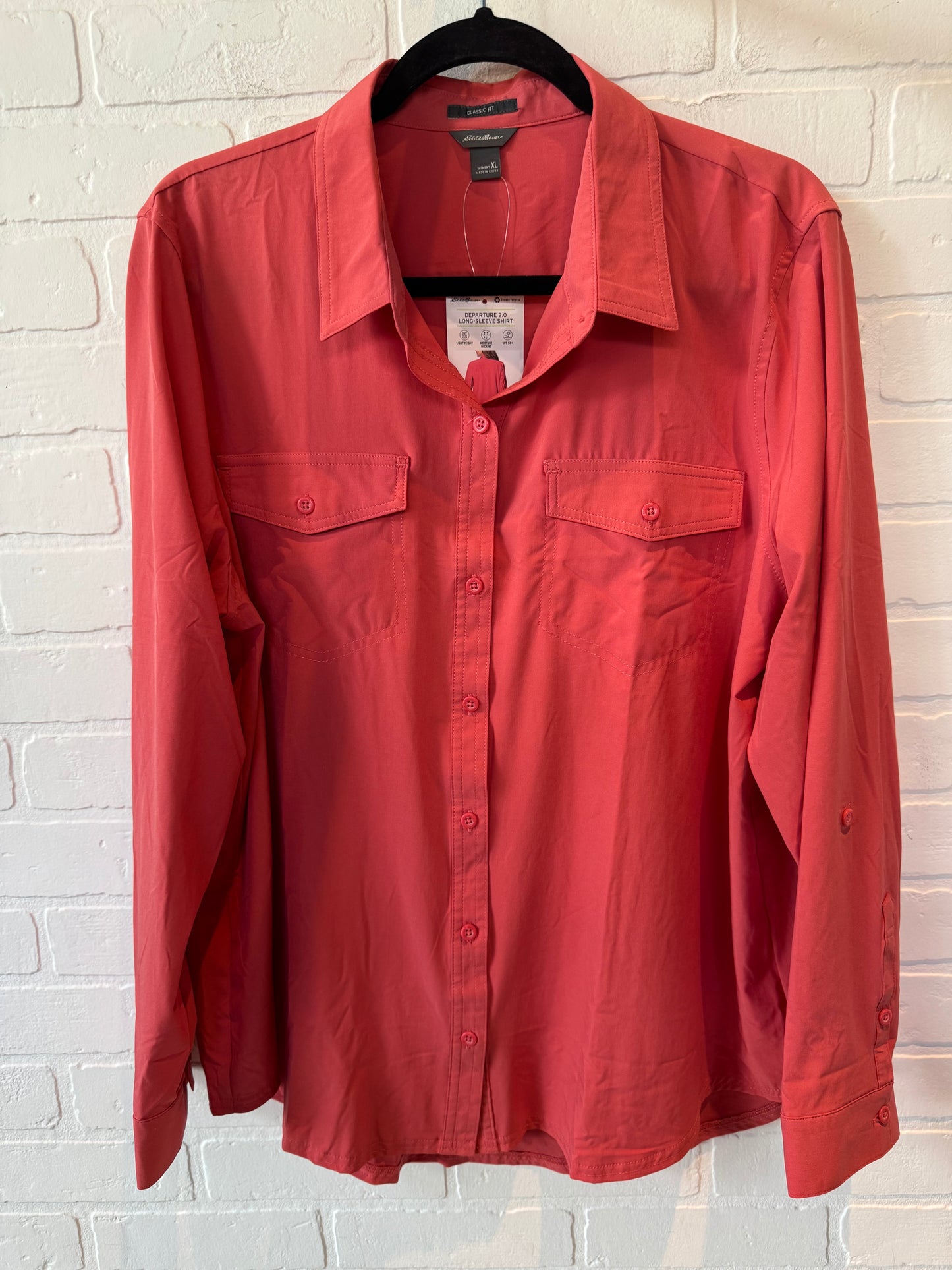 Top Long Sleeve By Eddie Bauer In Red, Size: Xl