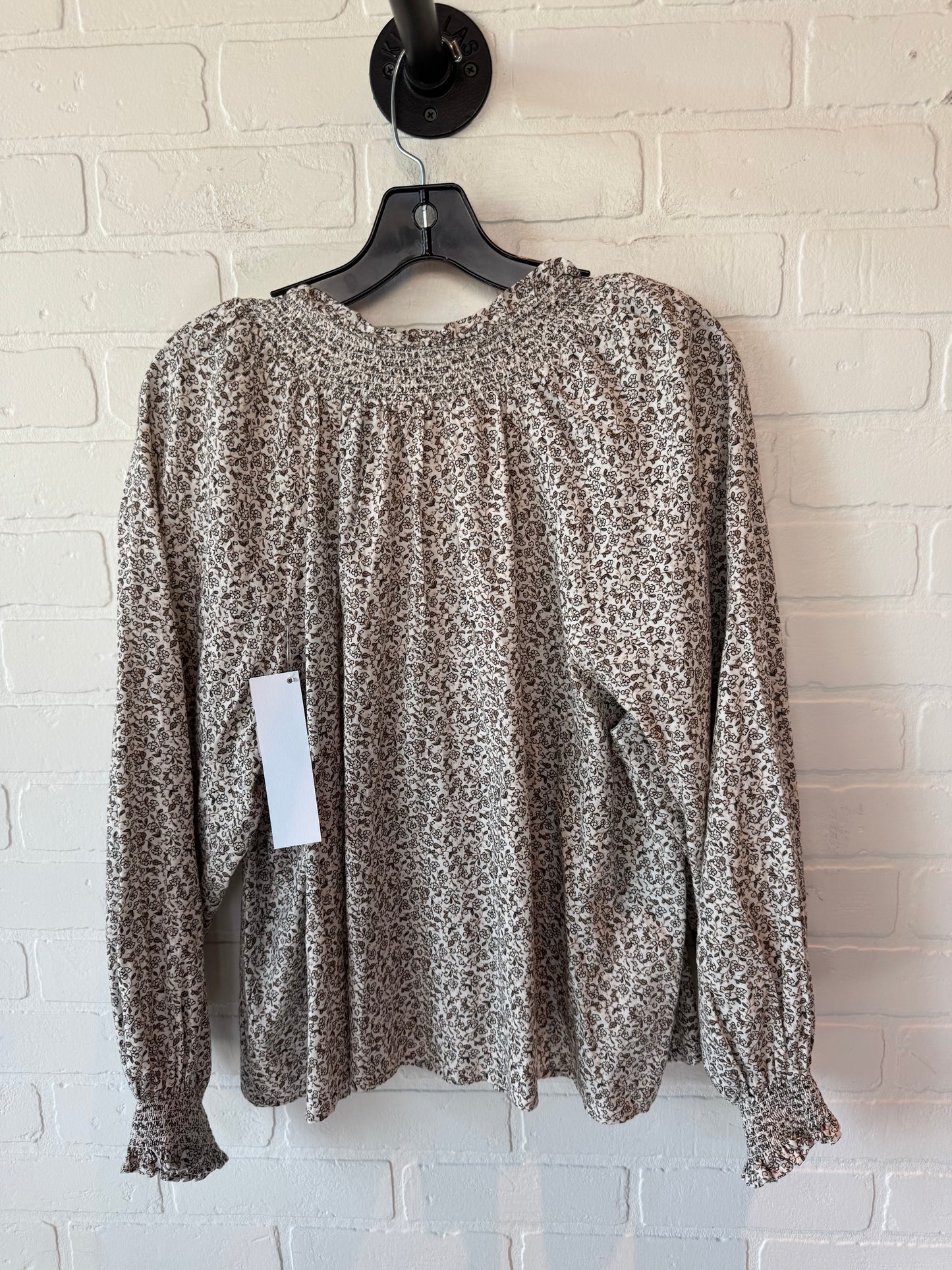 Top Long Sleeve By Old Navy In Brown & White, Size: L