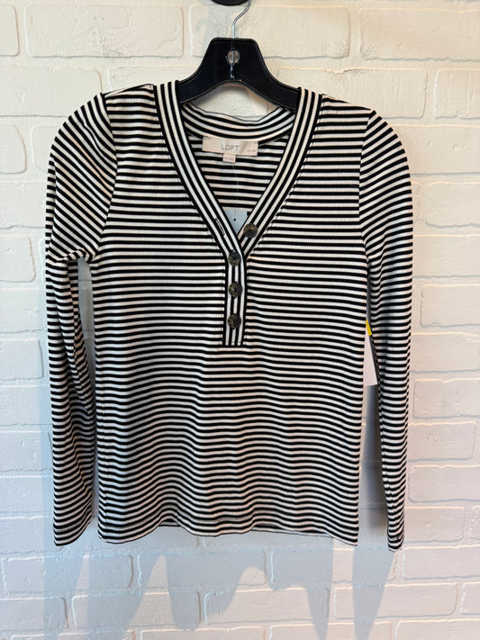 Top Long Sleeve By Loft In Black & White, Size: Xsp