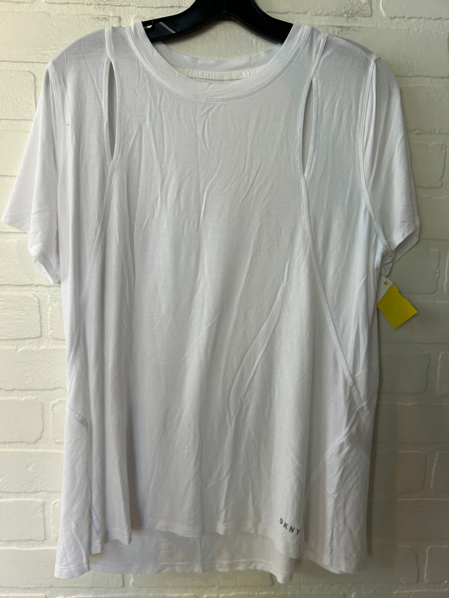 Athletic Top Short Sleeve By Dkny In White, Size: L