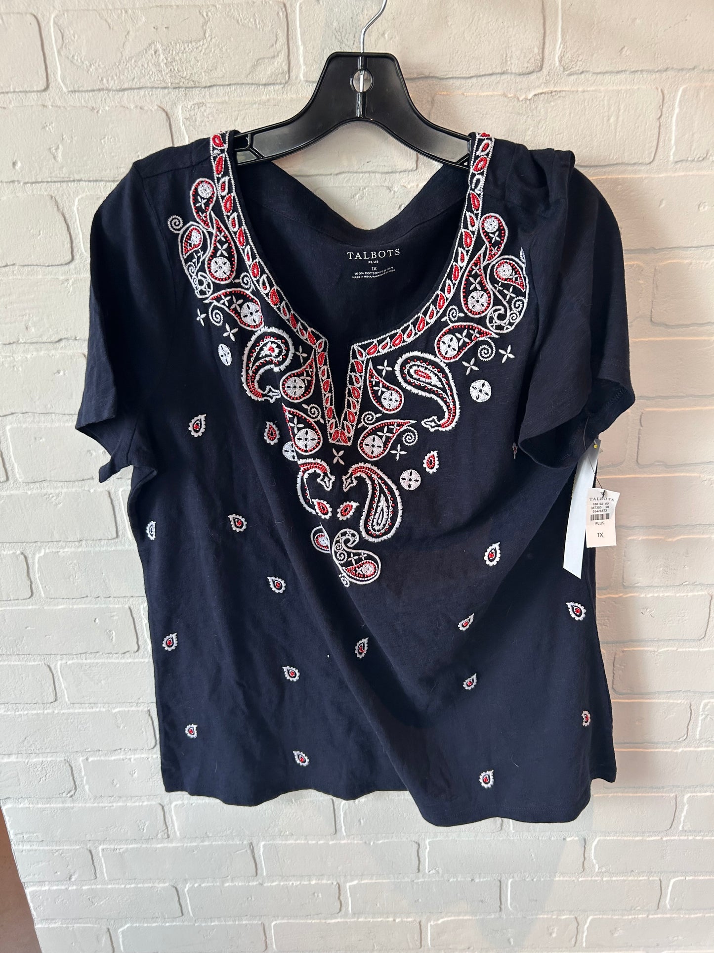 Top Short Sleeve By Talbots In Blue & Red & White, Size: 1x