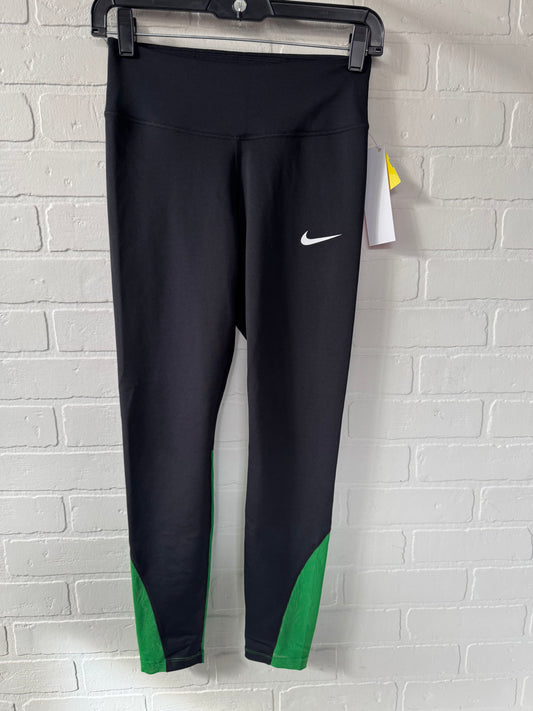 Athletic Leggings By Nike In Black & Green, Size: 4