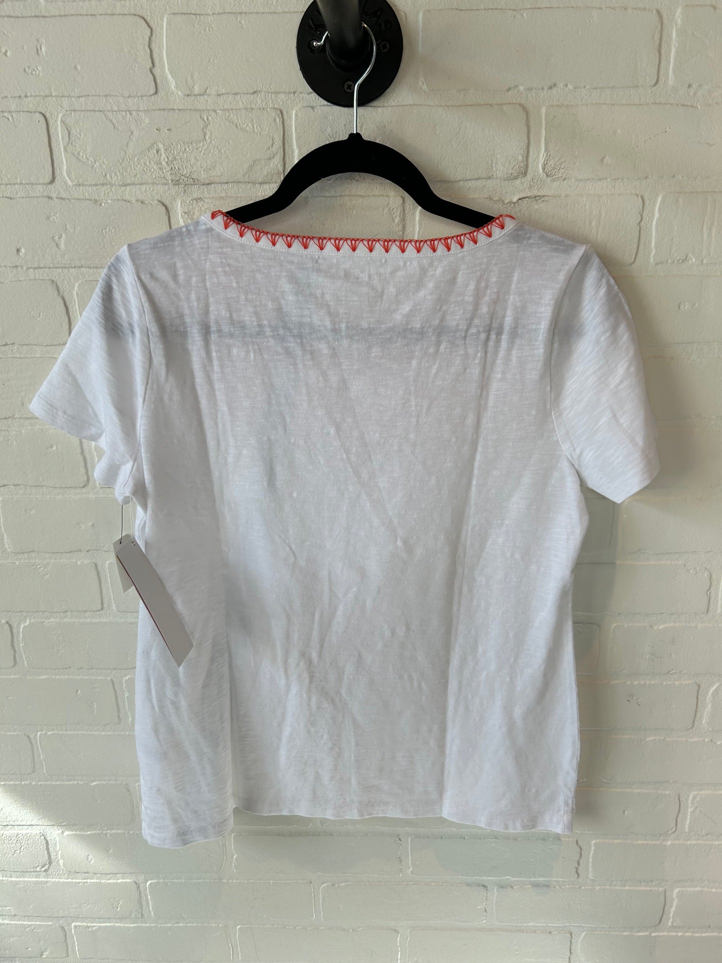 Top Short Sleeve By Talbots In Orange & White, Size: Mp