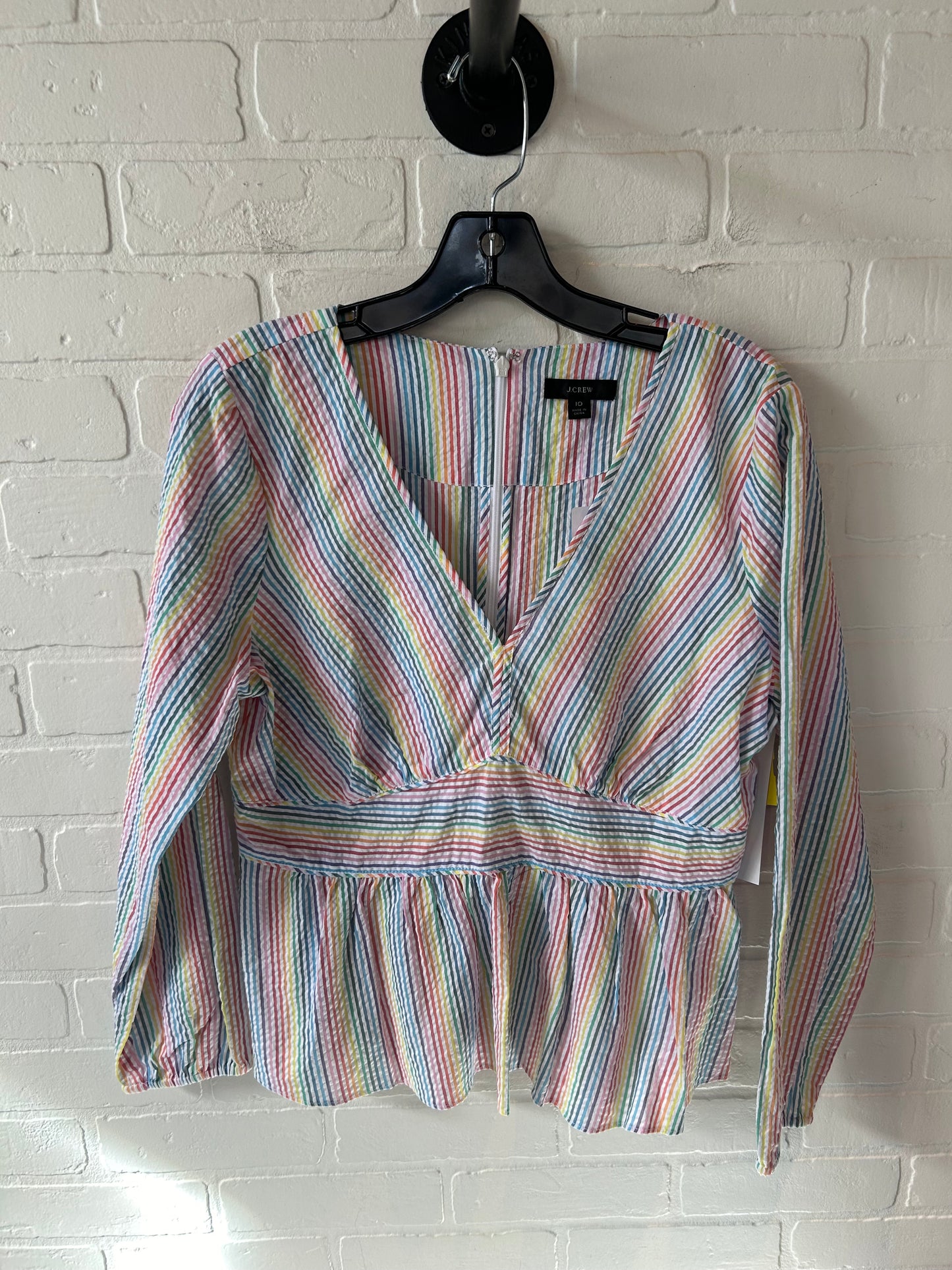 Top Long Sleeve By J. Crew In Rainbow Print, Size: M