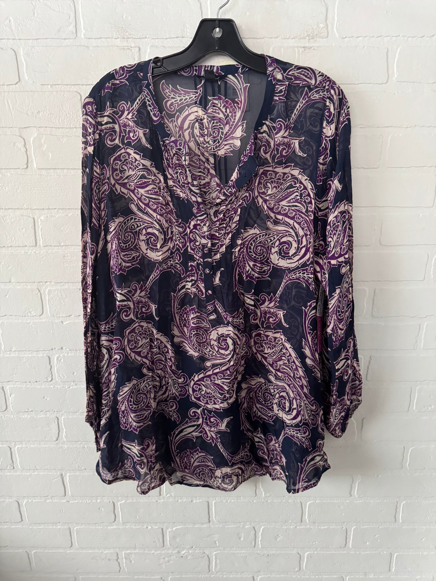 Top Long Sleeve By Lucky Brand In Blue & Purple, Size: 1x