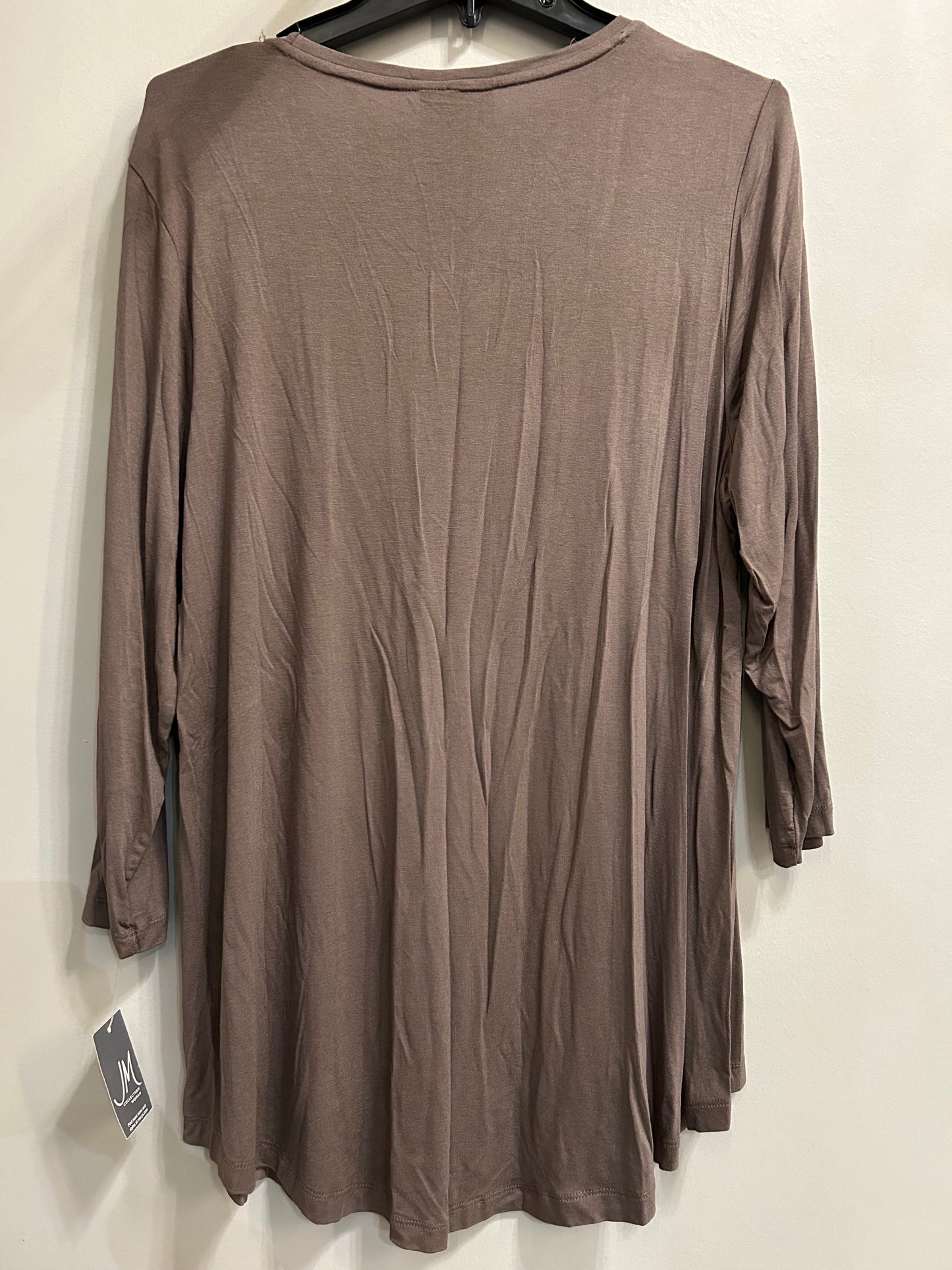 Top Long Sleeve Basic By Jm Collections In Brown, Size: 1x