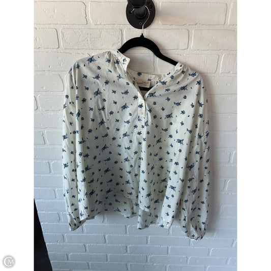 Top Long Sleeve By Universal Thread In Blue & Cream, Size: M