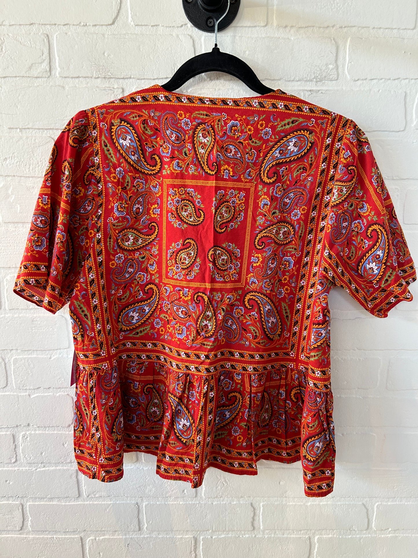 Top Short Sleeve By Madewell In Red & Yellow, Size: M