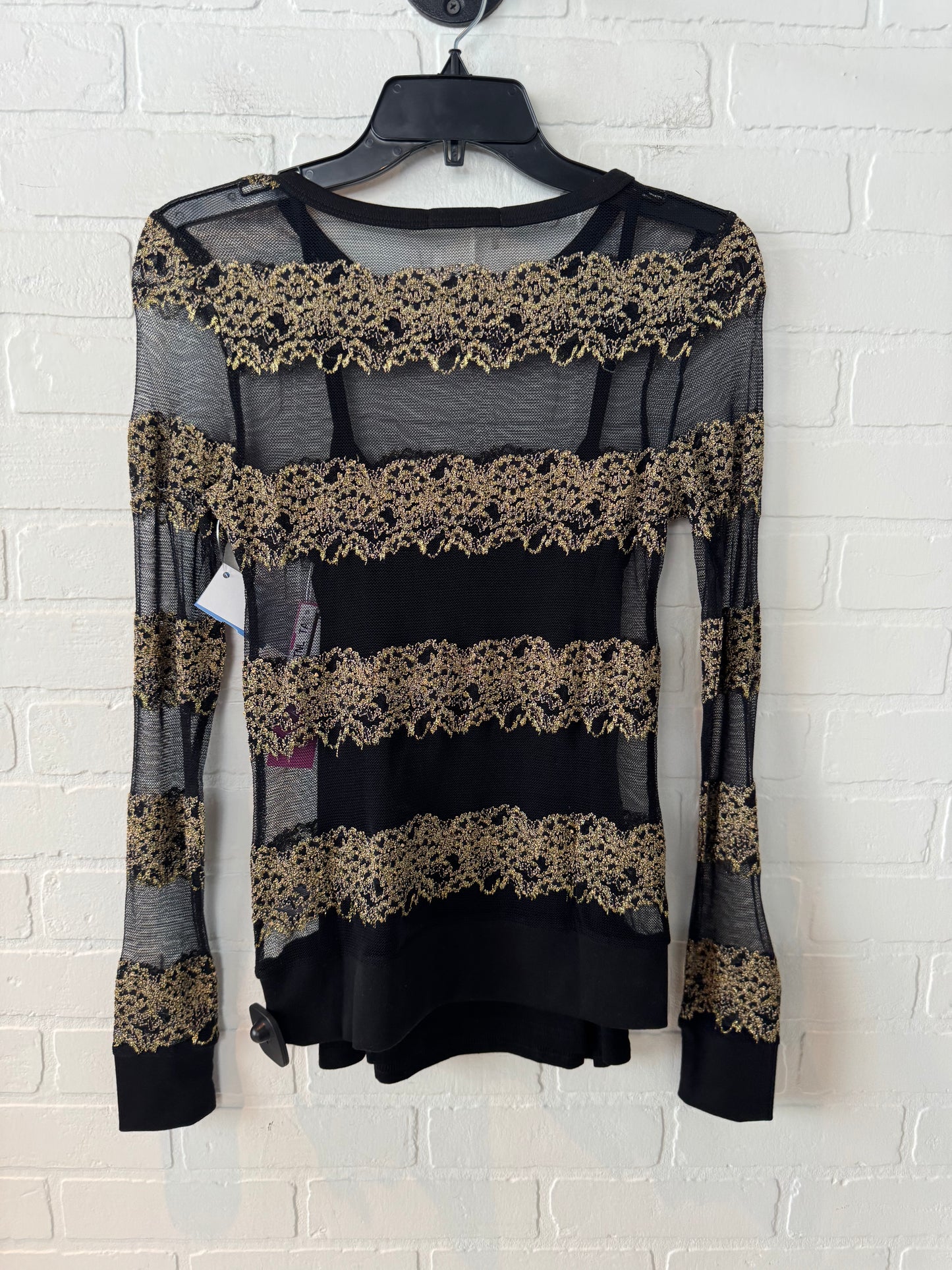 Top 2pc Long Sleeve By Hazel In Black & Gold, Size: S