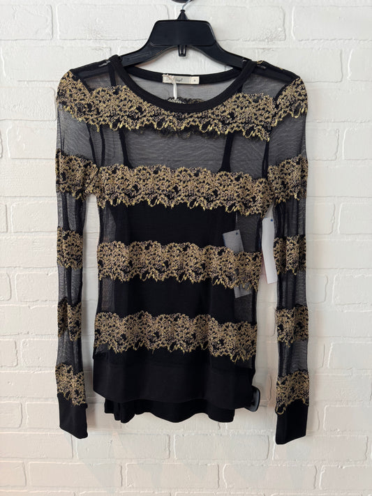 Top 2pc Long Sleeve By Hazel In Black & Gold, Size: S