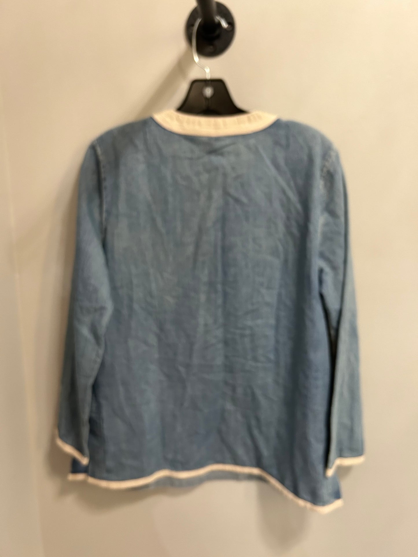 Top Long Sleeve By J. Crew In Blue & Cream, Size: M