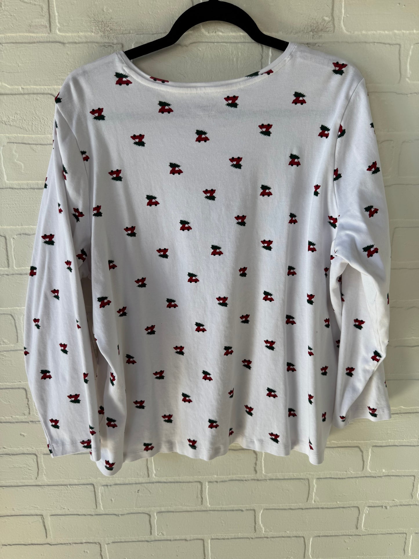 Top Long Sleeve By Cj Banks In Red & White, Size: 2x