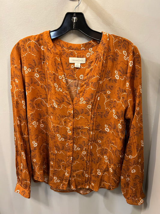 Top Long Sleeve By Treasure And Bond In Orange, Size: Xs