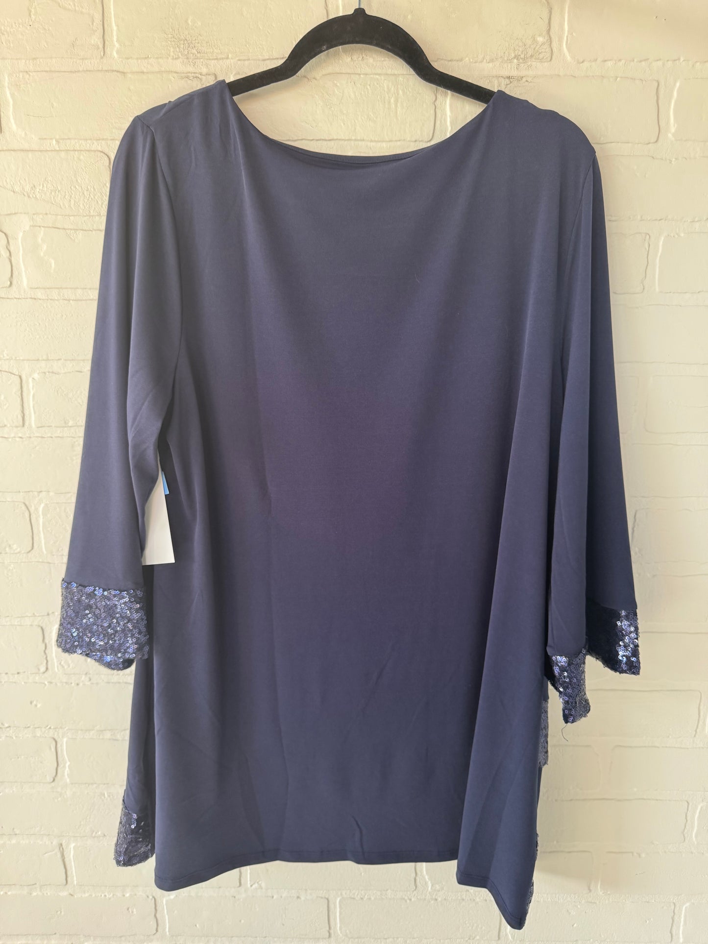 Top Long Sleeve By Jm Collections In Blue, Size: Xl