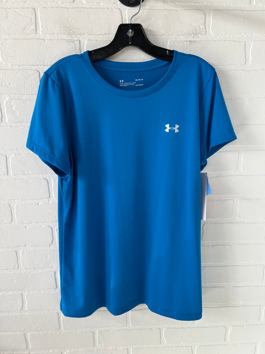 Athletic Top Short Sleeve By Under Armour In Blue, Size: L