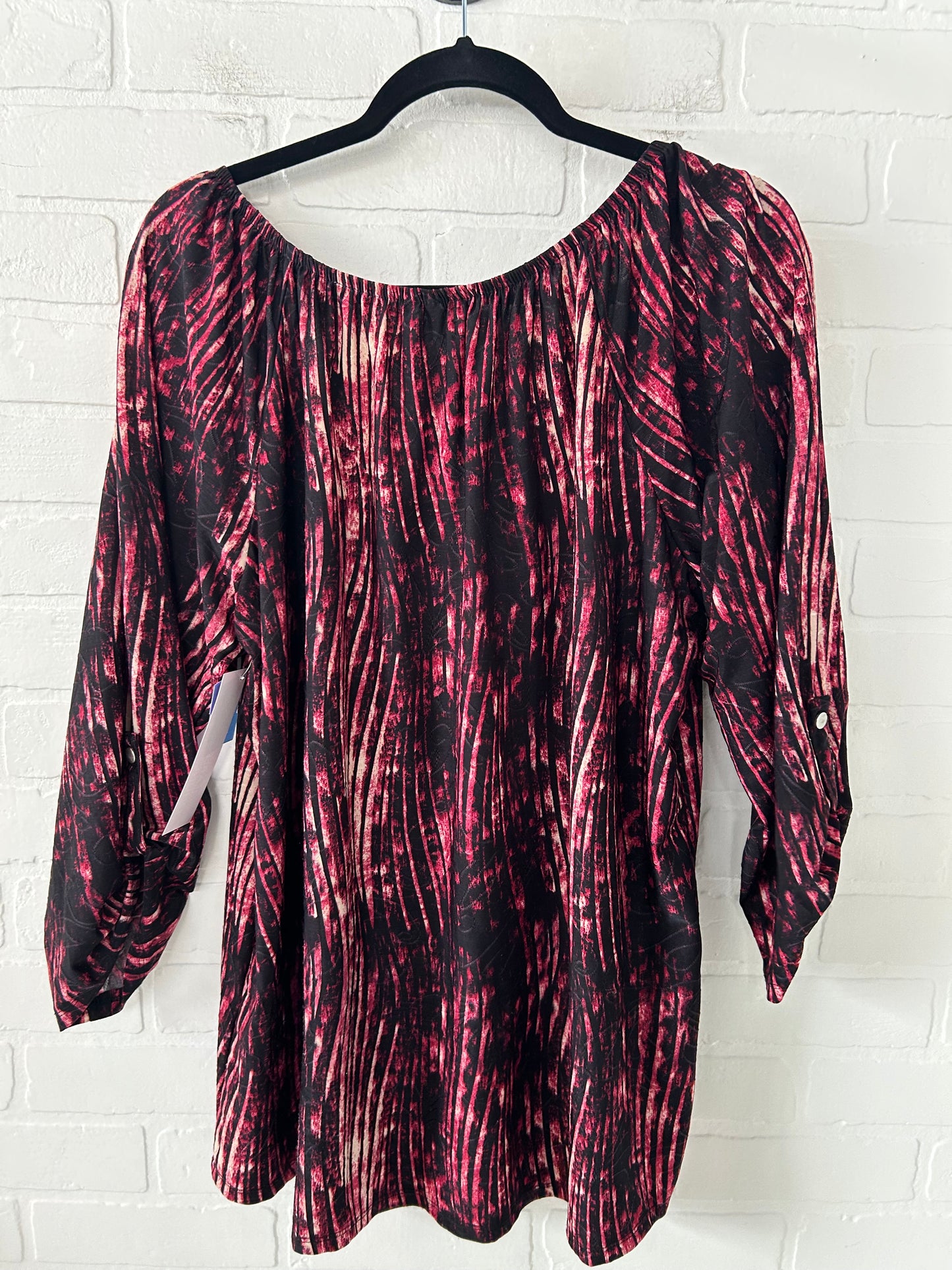 Top Long Sleeve By Ny Collection In Black & Pink, Size: 2x