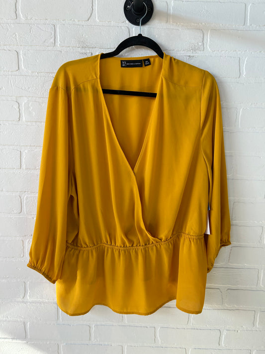 Top Long Sleeve By New York And Co In Yellow, Size: Xxl