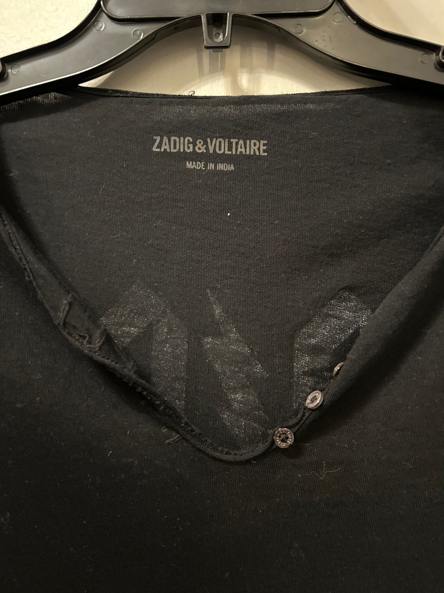 Top Long Sleeve By Zadig And Voltaire In Black & White, Size: L