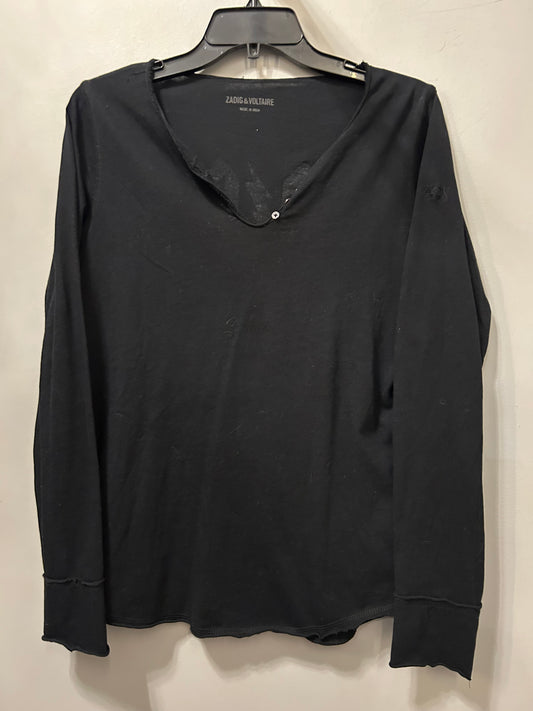 Top Long Sleeve By Zadig And Voltaire In Black & White, Size: L