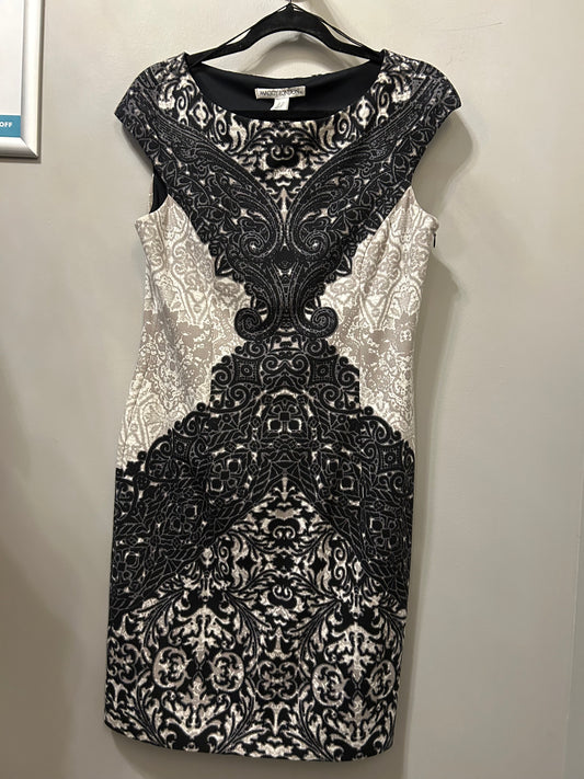 Dress Work By Maggy London In Black & Grey, Size: M