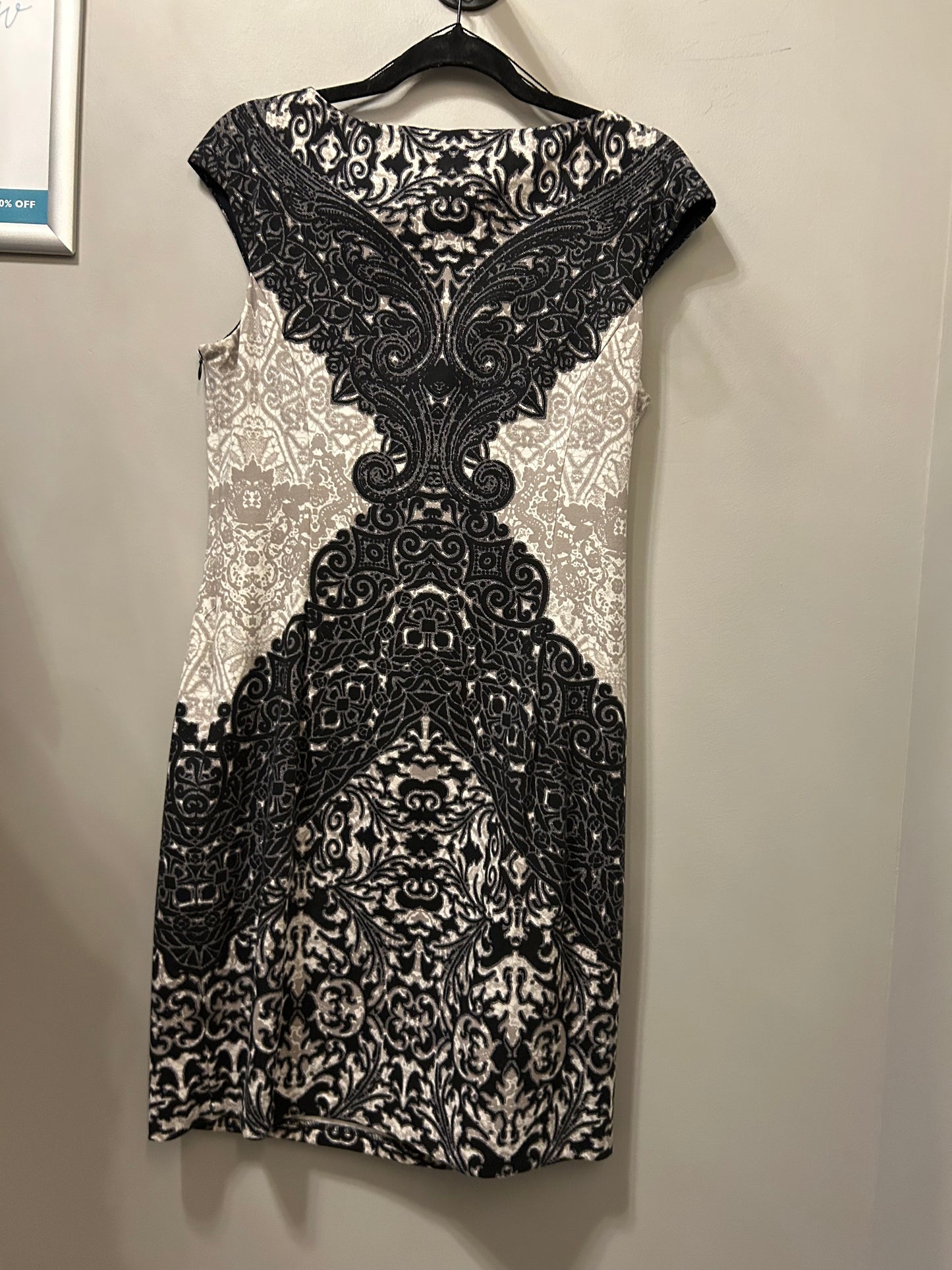 Dress Work By Maggy London In Black & Grey, Size: M