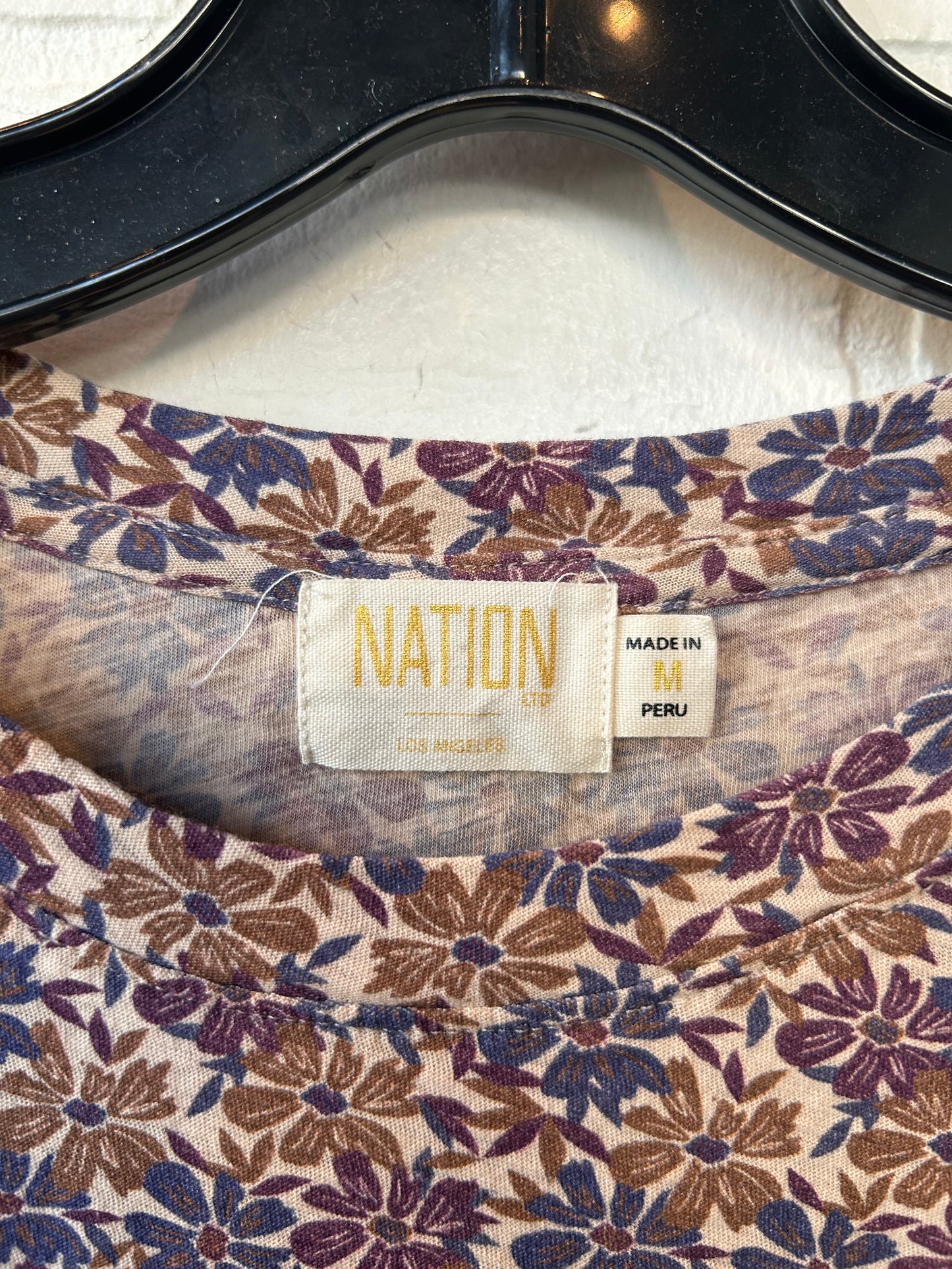 Top Long Sleeve By Nation In Purple & Tan, Size: M