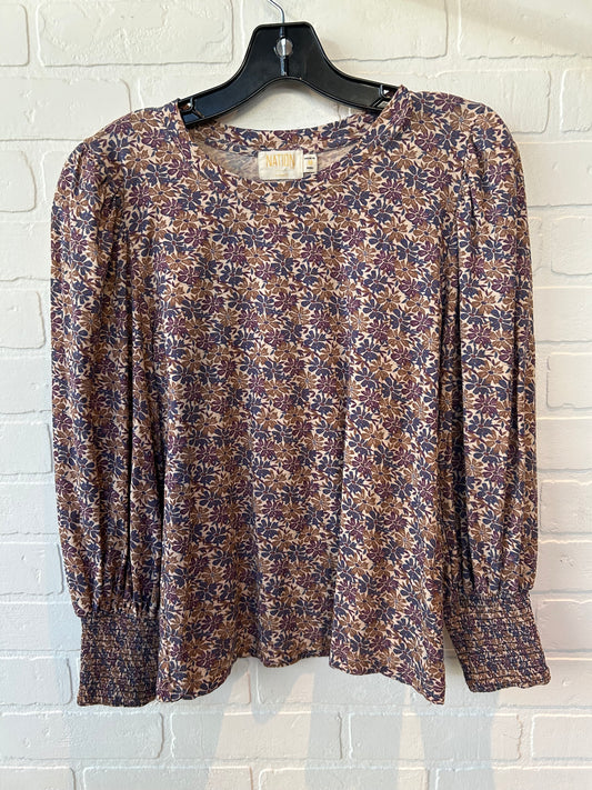 Top Long Sleeve By Nation In Purple & Tan, Size: M