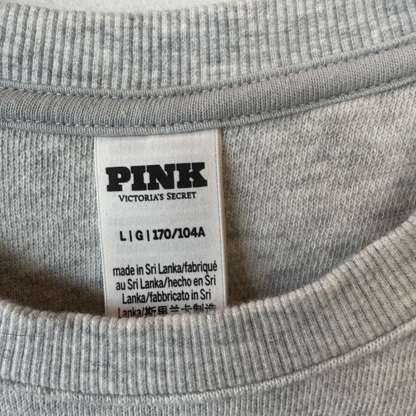 Sweatshirt Crewneck By Pink In Grey & White, Size: L