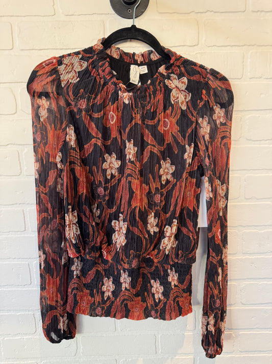 Top Long Sleeve By Joie In Black & Orange, Size: M