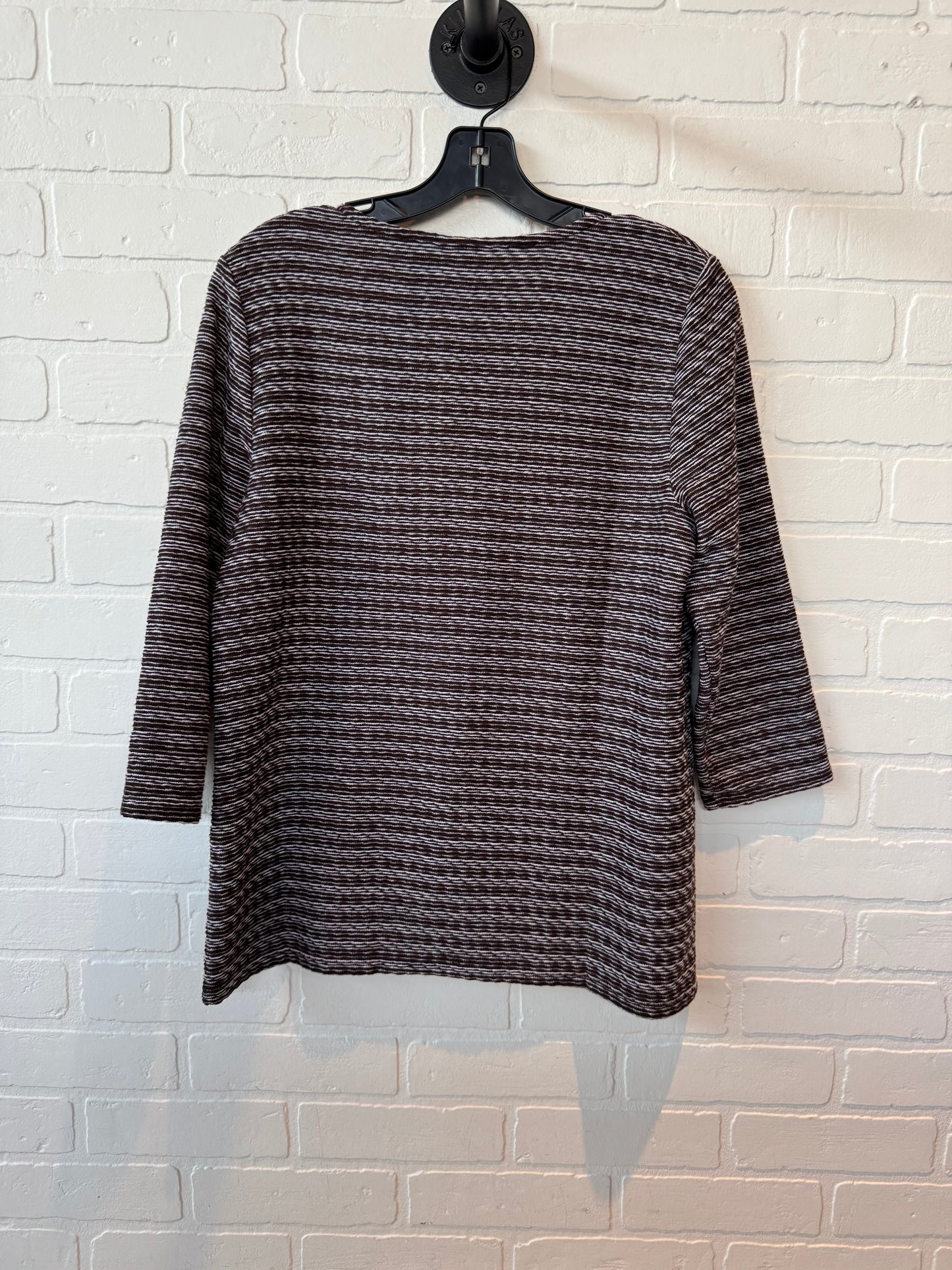 Top Long Sleeve By Chicos In Brown & White, Size: M