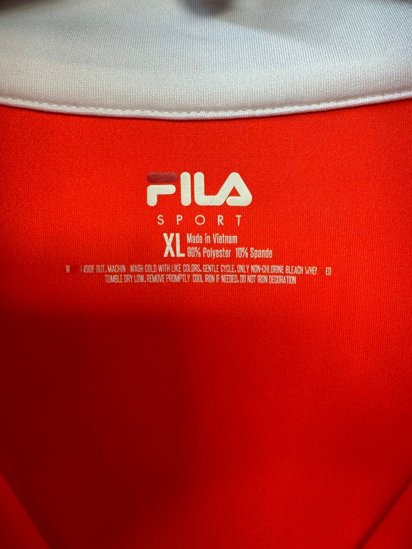 Athletic Top Long Sleeve Collar By Fila In Orange, Size: Xl