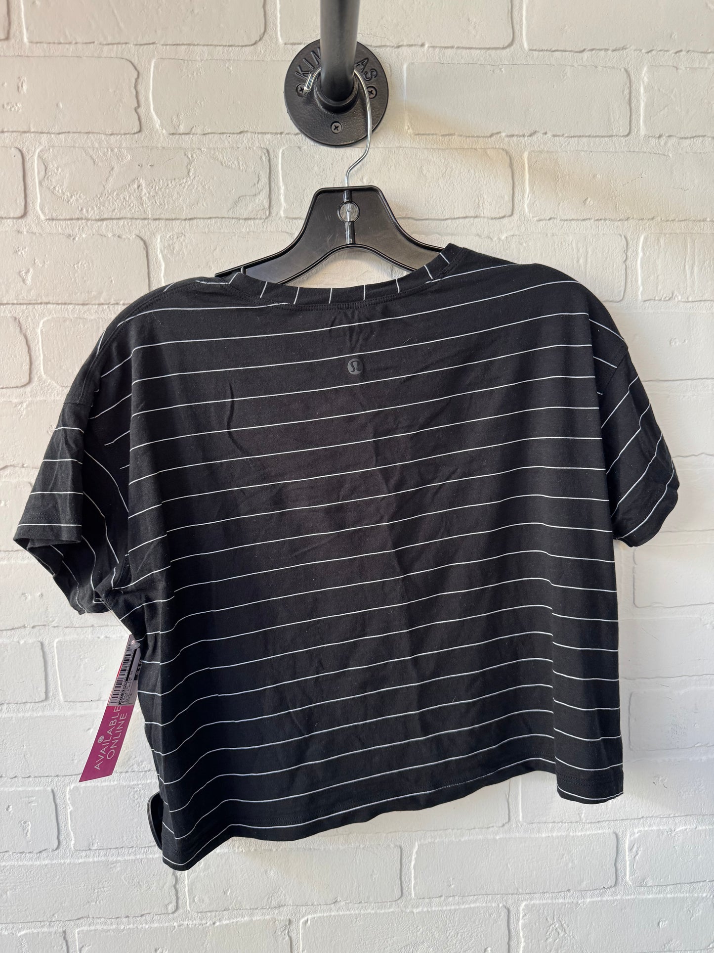 Athletic Top Short Sleeve By Lululemon In Black & White, Size: S