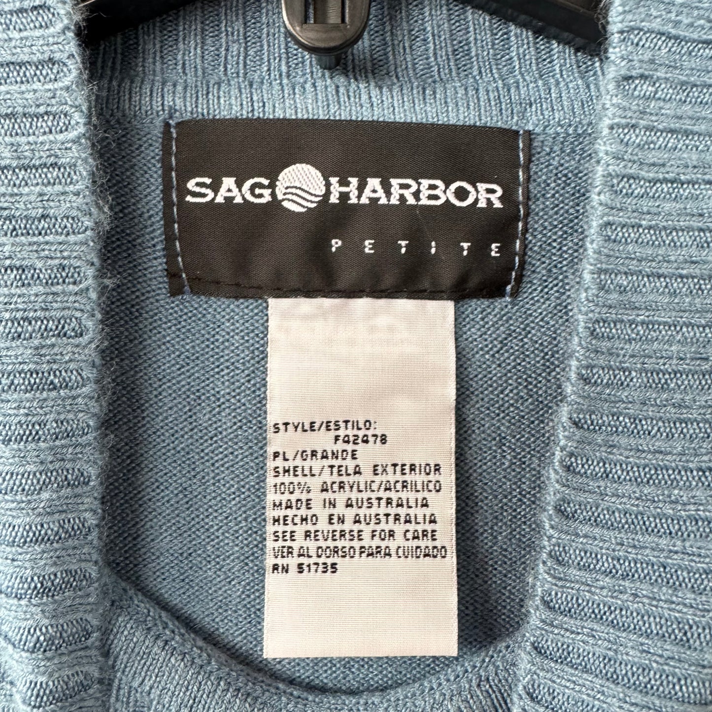 Sweater Short Sleeve By Sag Harbor In Blue, Size: Lp