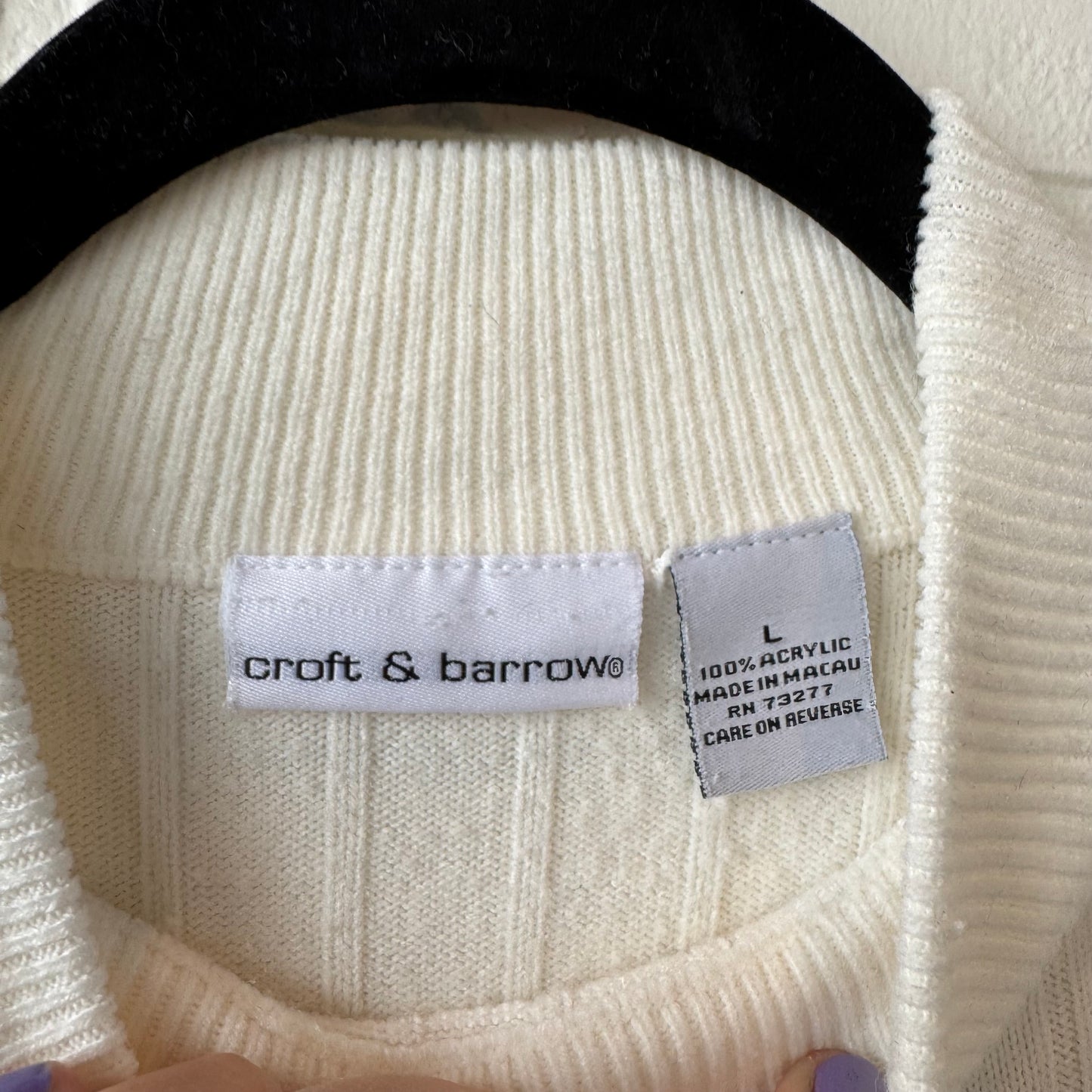 Sweater By Croft And Barrow In Cream, Size: L