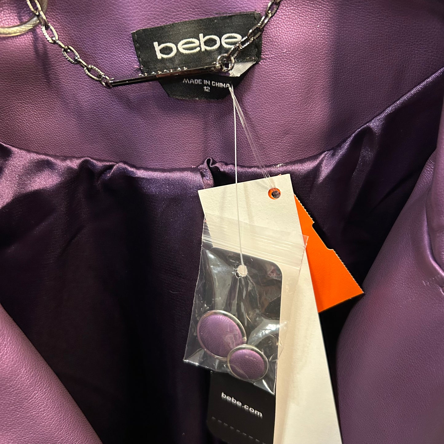 Jacket Moto By Bebe In Purple, Size: L