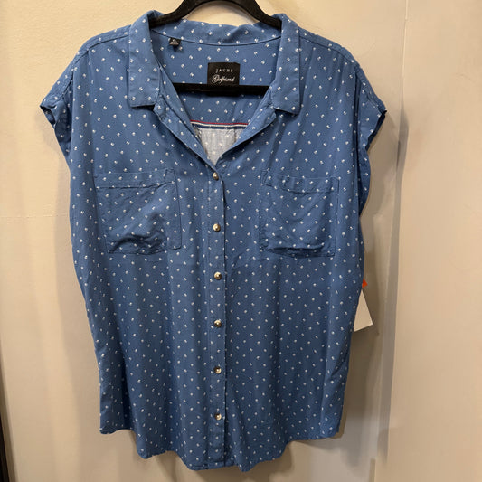 Top Short Sleeve By Jachs Girlfirend In Blue & White, Size: Xl