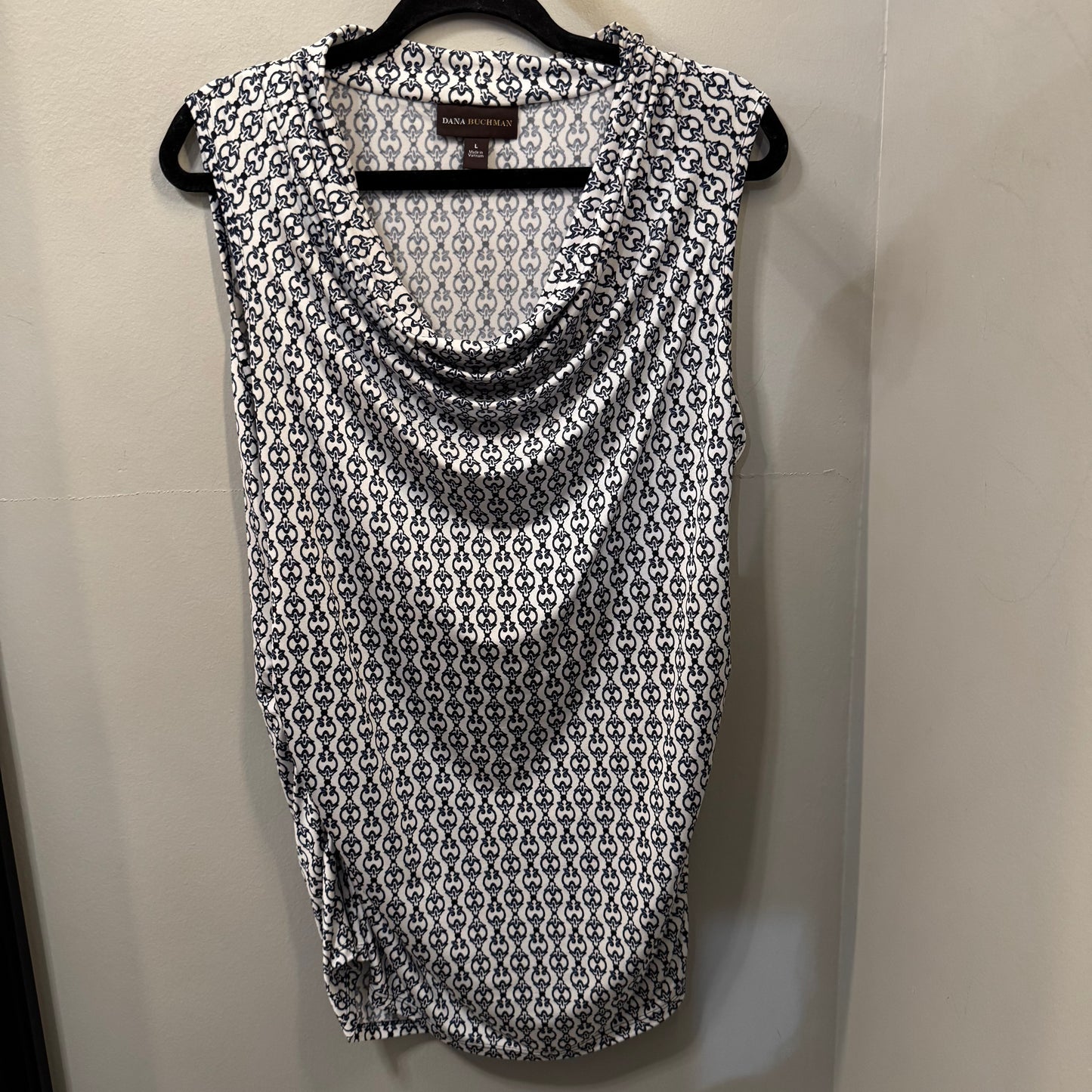 Top Sleeveless By Dana Buchman In Blue & White, Size: L