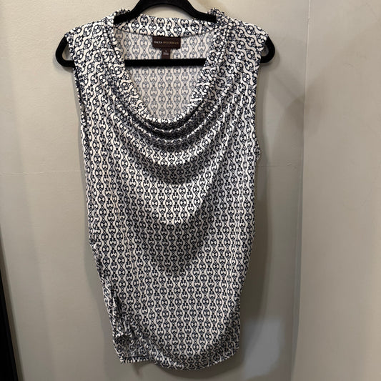 Top Sleeveless By Dana Buchman In Blue & White, Size: L