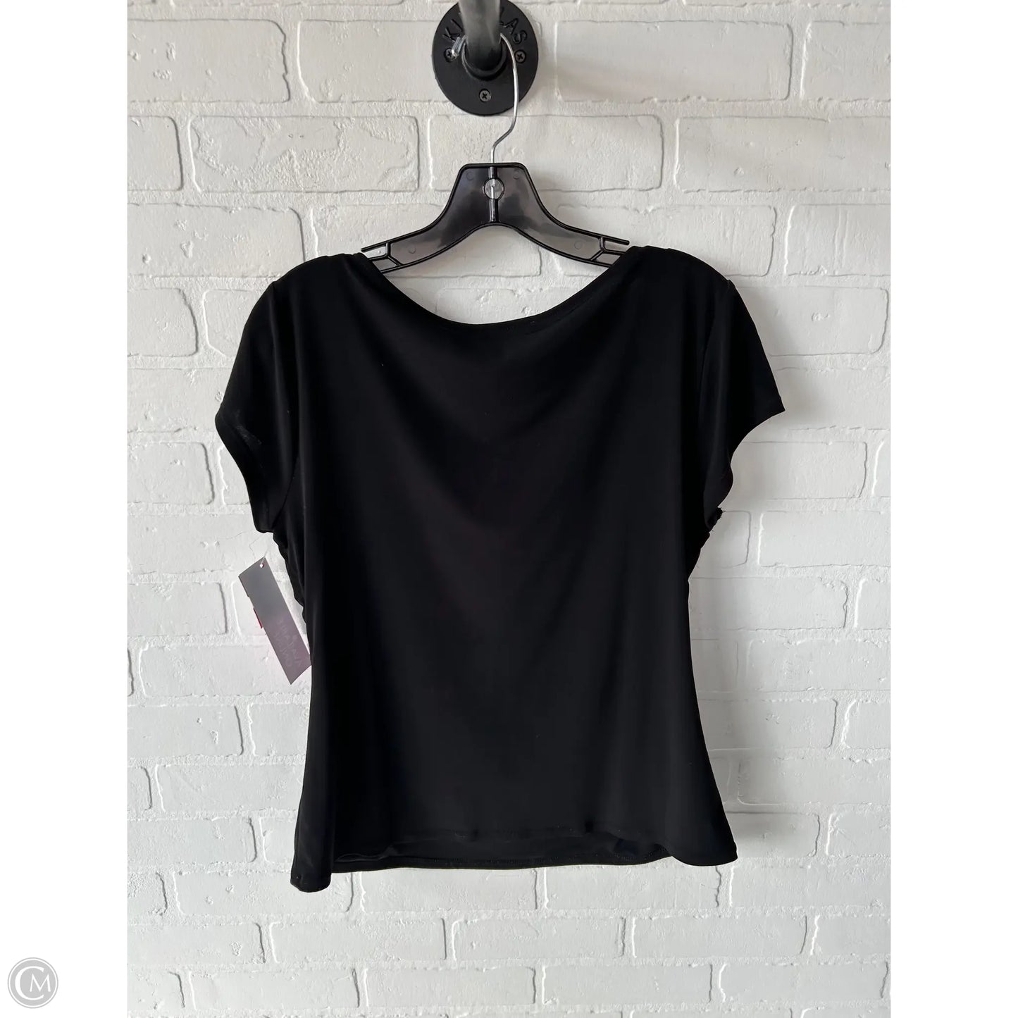 Top Short Sleeve By Carmen By Carmen Marc Valvo In Black, Size: L