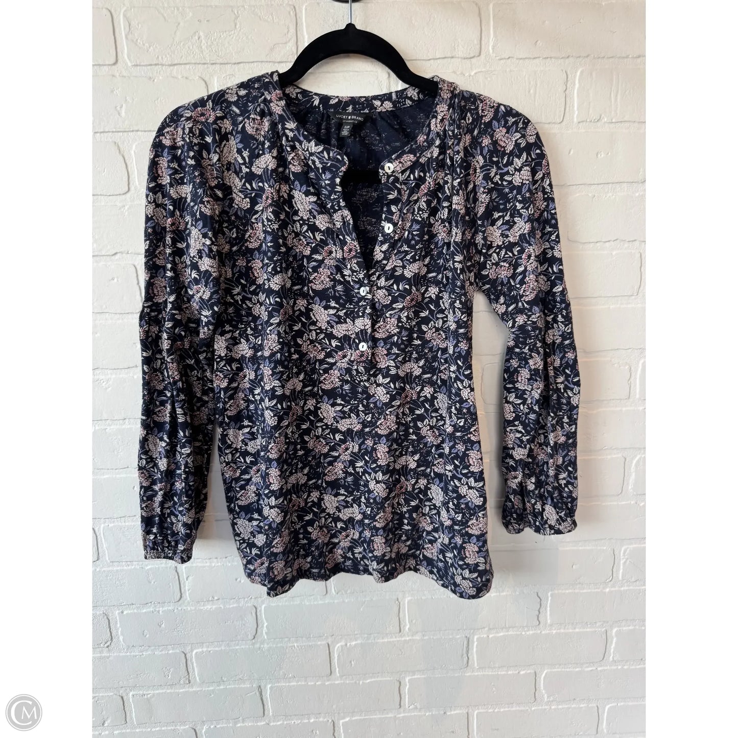 Top Long Sleeve By Lucky Brand In Blue & Pink, Size: S