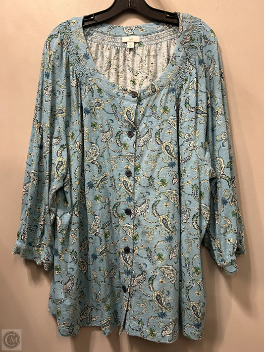 Top 3/4 Sleeve By J. Jill In Blue & Green, Size: 3x
