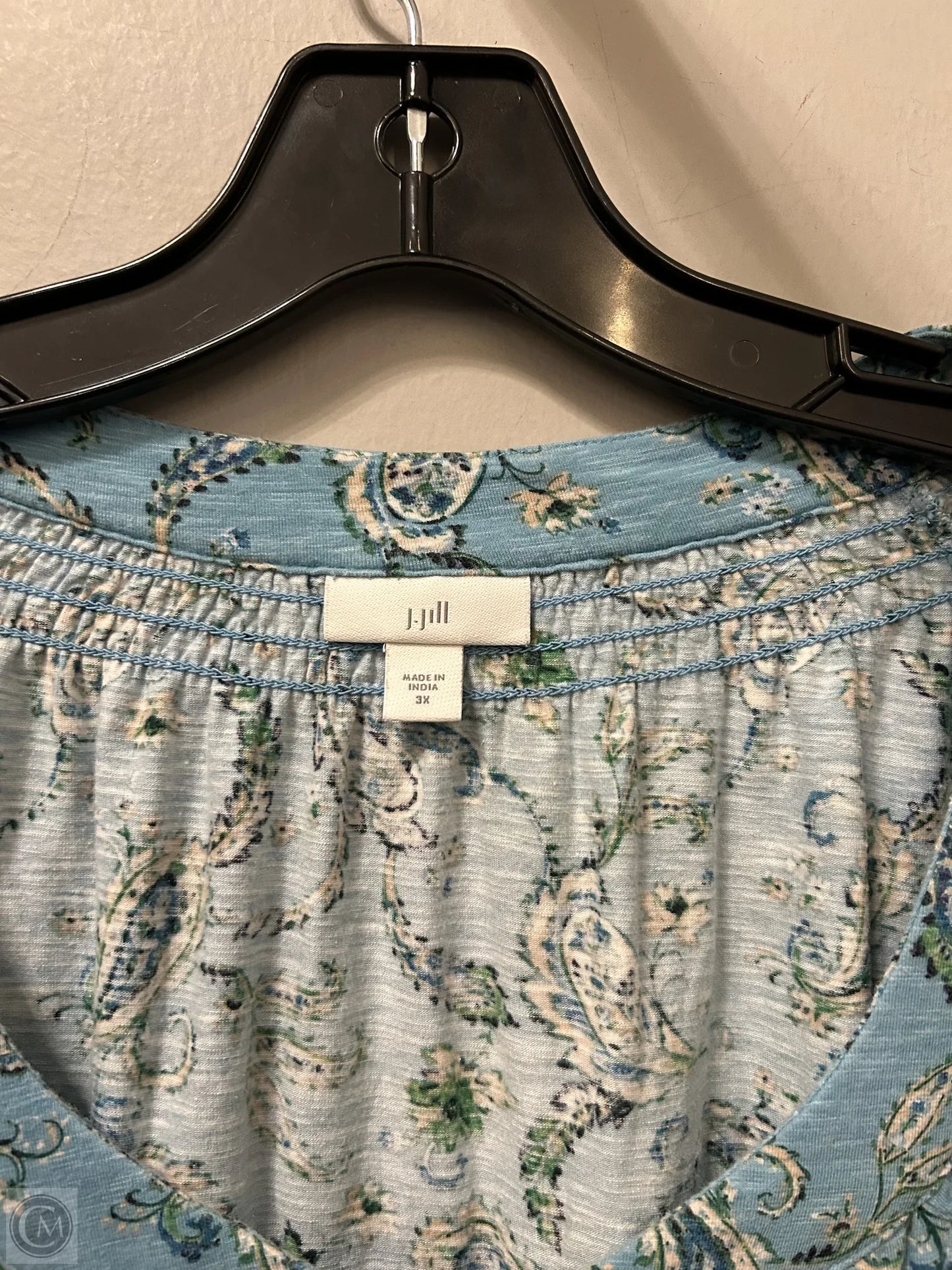 Top 3/4 Sleeve By J. Jill In Blue & Green, Size: 3x