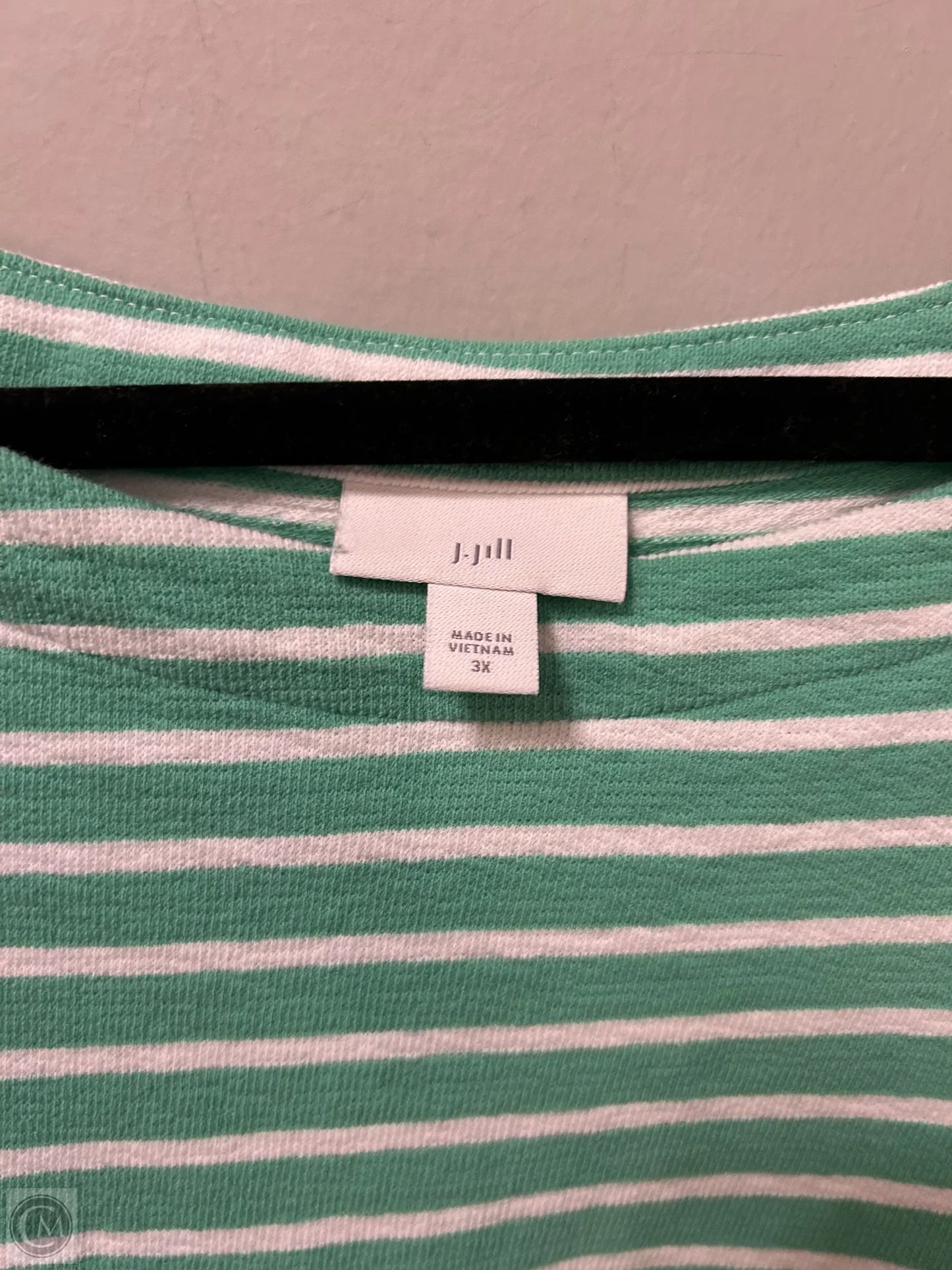 Top Short Sleeve By J. Jill In Green & White, Size: 3x