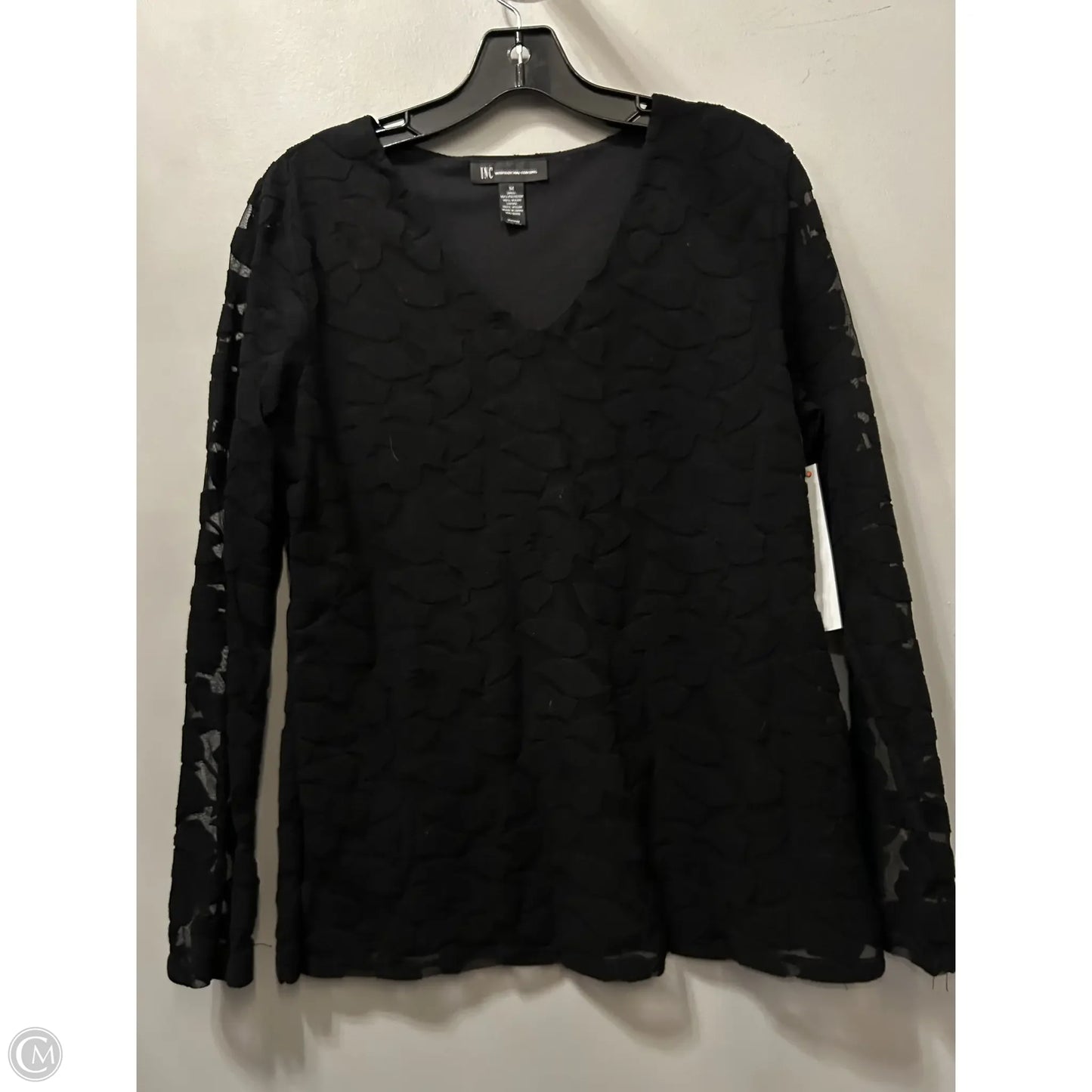 Top Long Sleeve By Inc In Black, Size: M