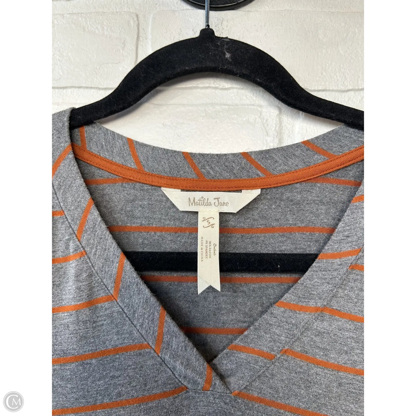 Top Long Sleeve By Matilda Jane In Grey & Orange, Size: S